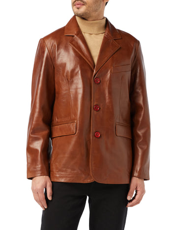 Men’s Vintage Mid Length Leather Jacket