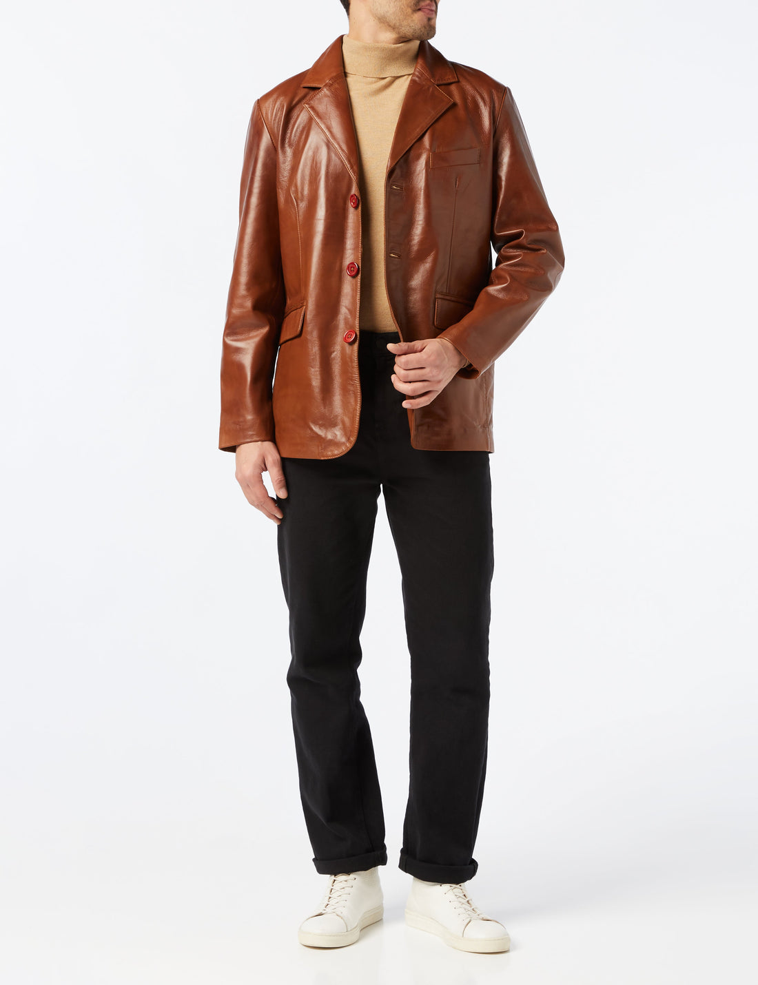 Men’s Vintage Mid Length Leather Jacket