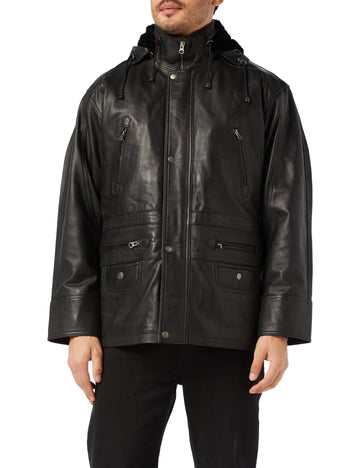 Men’s 3/4 Long Leather Duffle Coat