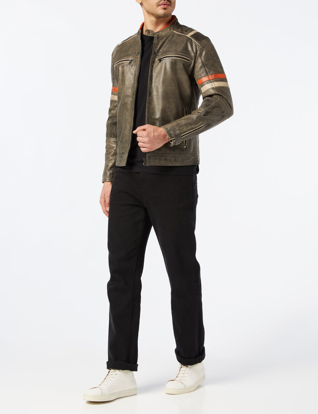 Grey Vintage Biker Leather Jacket