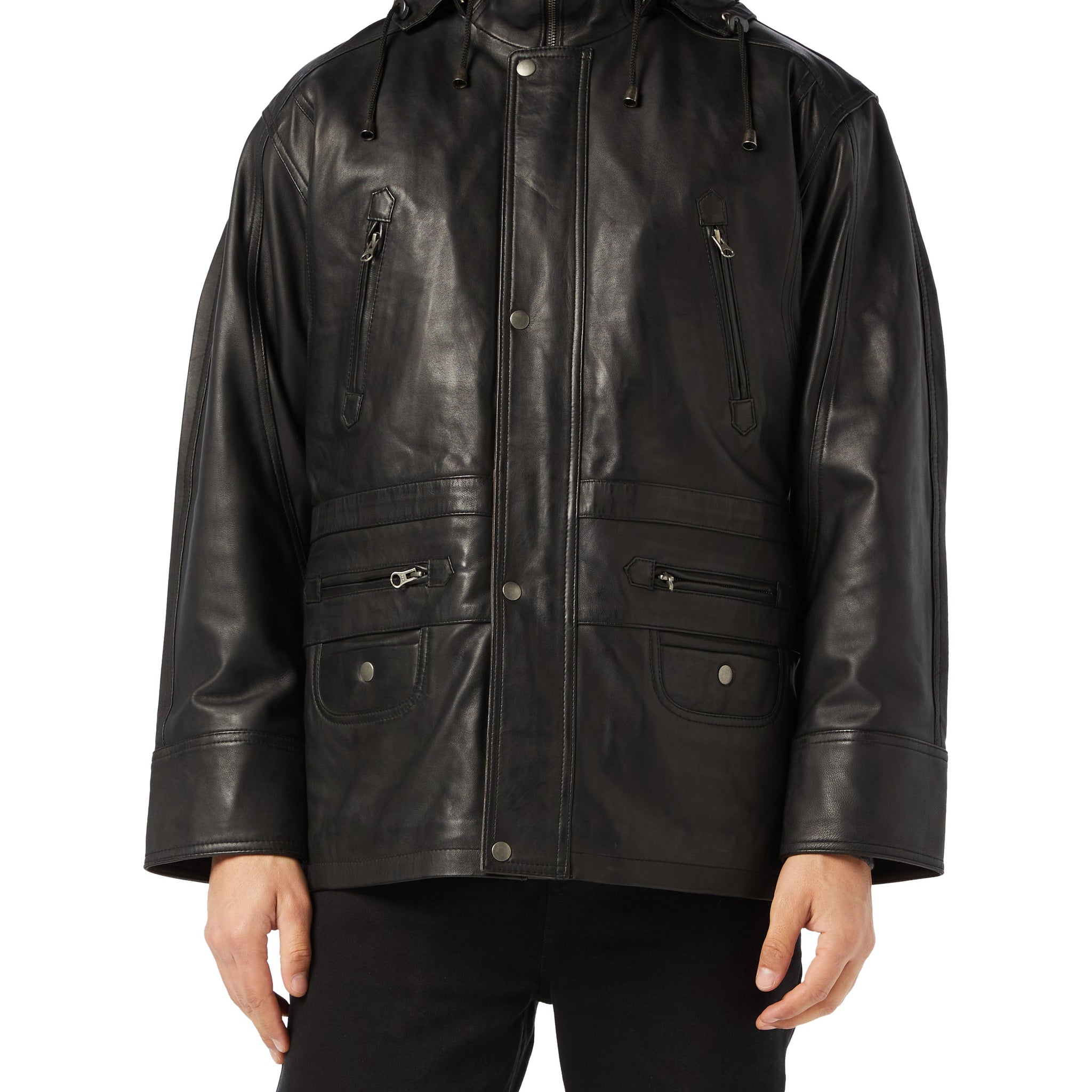 Men’s 3/4 Long Leather Duffle Coat