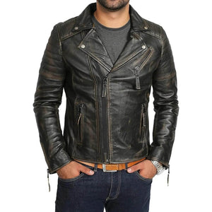 Mens Real Leather Biker Style Jacket - Styriz Jackets 