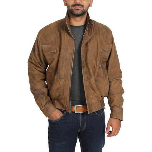 Mens Classic Leather Blouson Jacket