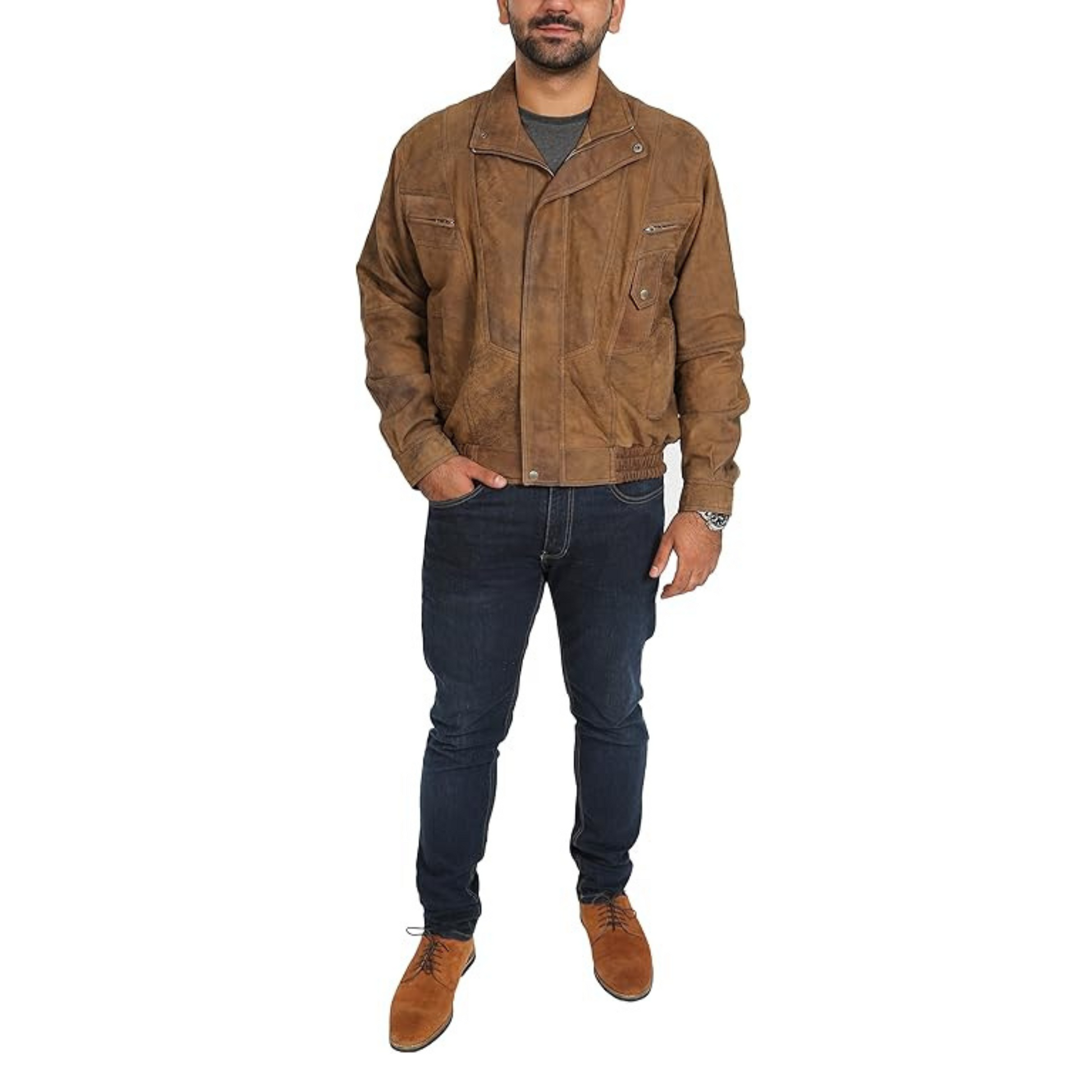 Mens Classic Leather Blouson Jacket