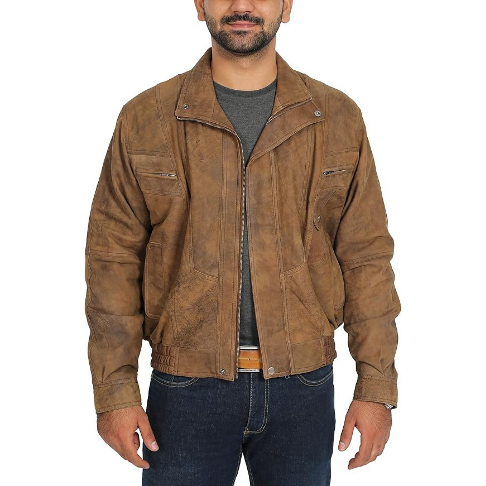 Mens Classic Leather Blouson Jacket