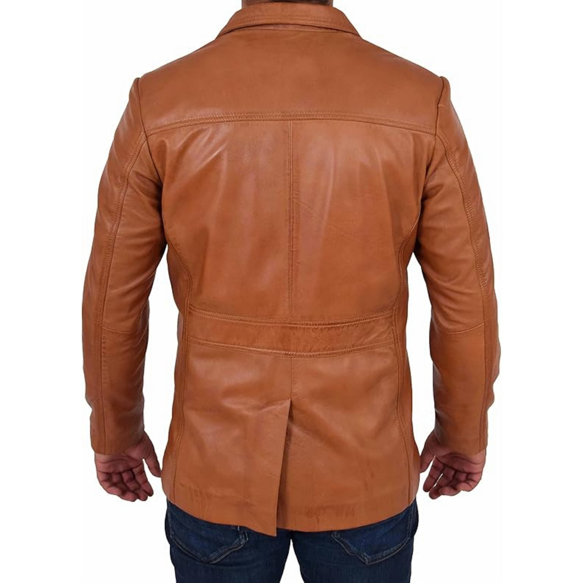Mens Leather Classic Retro 70's Blazer Hunters Safari Jacket